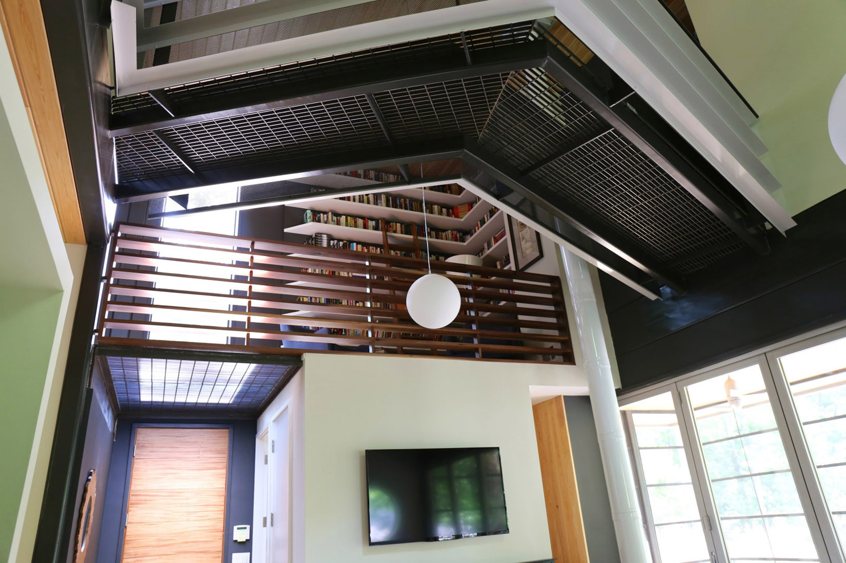 Solid walnut railing.