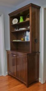 This walnut hutch was designed to look like a free-standing piece of furniture, but it's actually a built-in piece.
