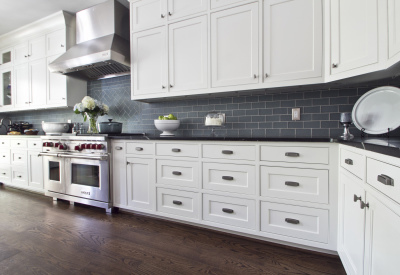 Inset doors and drawers give a classic look to this kitchen.